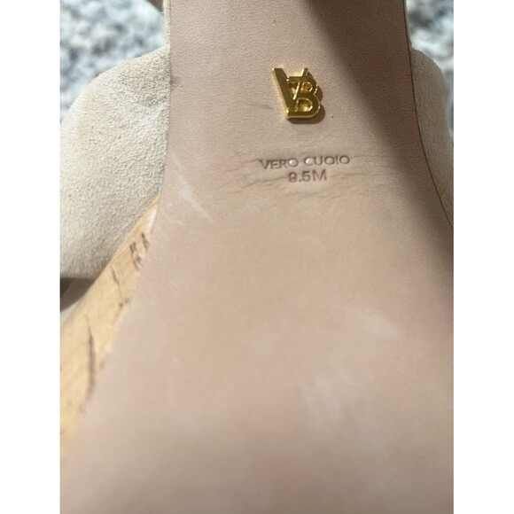 Veronica Beard Lucille  Heeled Sandals NEW Cork Platform Ecru Suede Strap Sz 9.5 - Picture 9 of 13